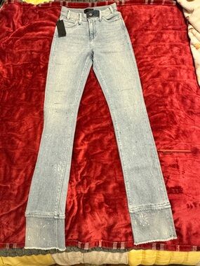 RtA RIVKA Jean NWT Blue Spill Straight Leg. Paint Splatter. Sz 23